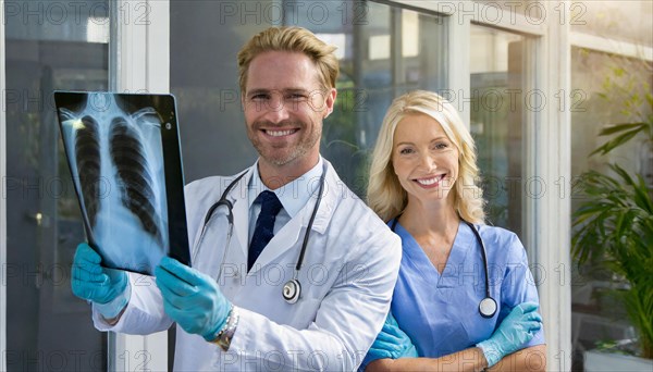 AI generated, RF, man, woman, woman, doctor, doctors, medical team, team, 30+, years, attractive,