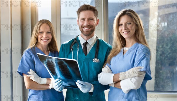 KI generated, RF, woman, woman, man, doctor, medical, medical team, team, 30+, years, attractive,