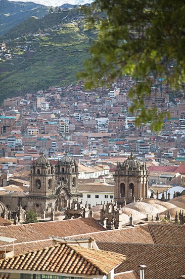 City view Cusco, in front the Cathedral of Cusco or the Cathedral Basilica of the Assumption of the