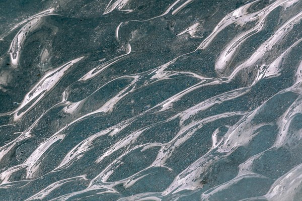 Ice structure in a glacier cave, winter, Morteratsch Glacier, Pontresina, Engadin, Grisons,
