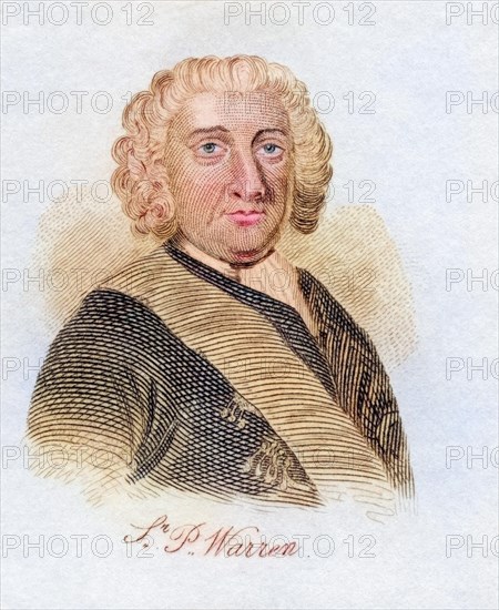 Admiral Sir Peter Warren, c. 1703, 1752, British naval officer. From the book Crabb's Historical