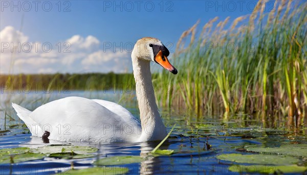 Ai generated, animal, animals, bird, birds, biotope, habitat, one, individual, swims, waters,