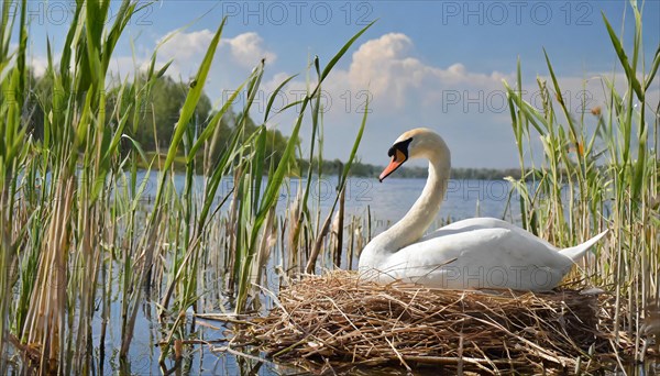 Ai generated, animal, animals, bird, birds, biotope, habitat, a, individual, water, reed, water