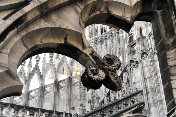Detail, Milan Cathedral, Duomo, start of construction 1386, completion 1858, Milan, Milano,