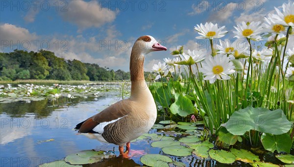 Ai generated, animal, animals, bird, birds, biotope, habitat, a, individual, swims, waters, reeds,
