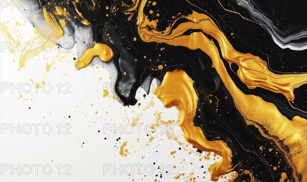 Marble abstract acrylic background. Marbling artwork texture. Agate ripple pattern. Gold powder AI