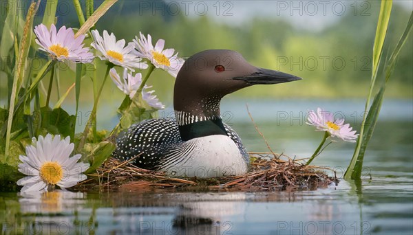 Ai generated, animal, animals, bird, birds, biotope, habitat, a, individual, swims, waters, breeds,