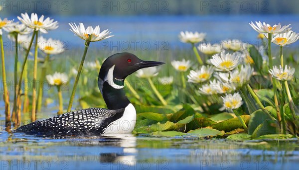 Ai generated, animal, animals, bird, birds, biotope, habitat, a, individual, swims, waters, breeds,
