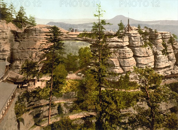 Prebischtor with Rosenberg, Bohemian Switzerland, Elbe Sandstone Mountains, Czech Republic, around