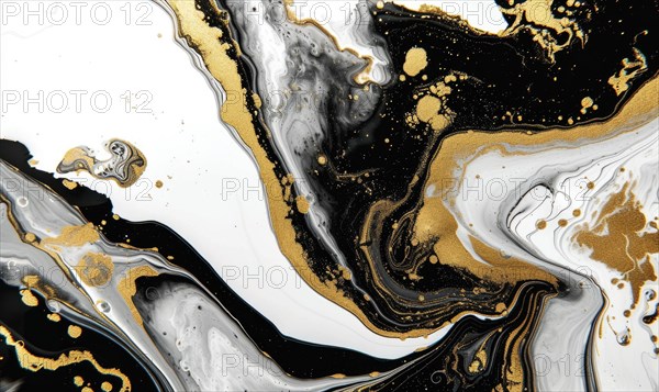 Marble abstract acrylic background. Marbling artwork texture. Agate ripple pattern. Gold powder AI