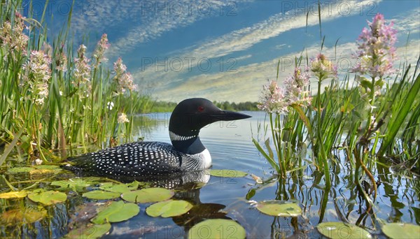 Ai generated, animal, animals, bird, birds, biotope, habitat, a, individual, swims, waters, breeds,