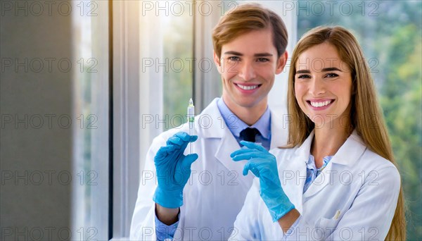 Ai generated, RF, woman, woman, man, men, doctor, female doctor, two, 30-35, years, attractive,
