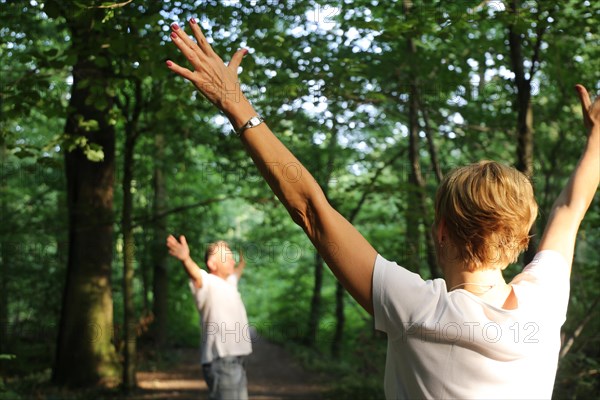 Group forest bathing (Shinrin Yoku), nature therapy from Japan