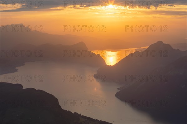 View from Fronalpstock to Lake Lucerne, Schwyz, Switzerland, Fronalpstock, Lake Lucerne, Schwyz,
