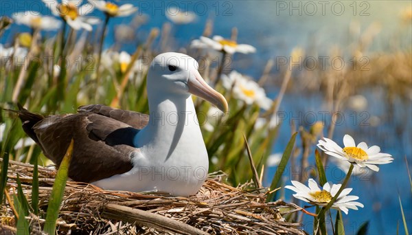 Ai generated, animal, animals, bird, birds, biotope, habitat, a, individual, swims, waters, reeds,