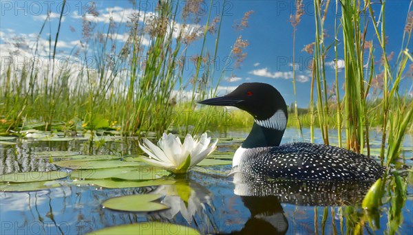 Ai generated, animal, animals, bird, birds, biotope, habitat, a, individual, swims, waters, breeds,