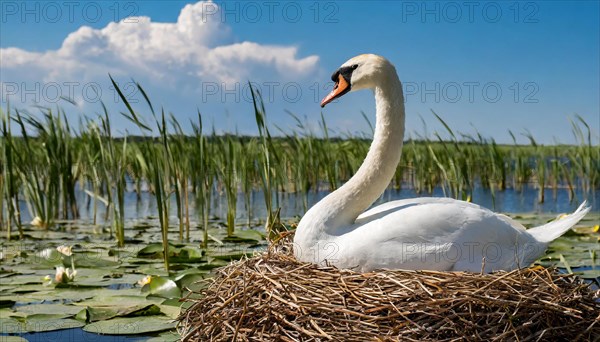 Ai generated, animal, animals, bird, birds, biotope, habitat, a, individual, water, reed, water