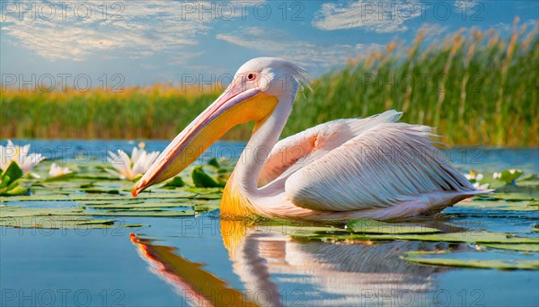Ai generated, animal, animals, bird, birds, biotope, habitat, one, individual, swims, waters,