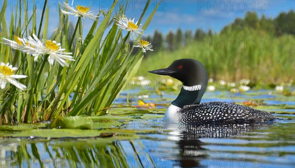 Ai generated, animal, animals, bird, birds, biotope, habitat, a, individual, swims, waters, breeds,