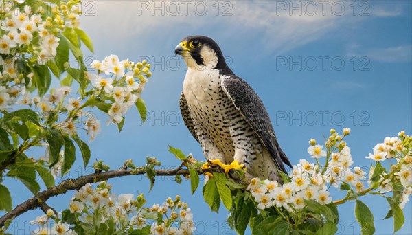 KI generated, animal, animals, bird, birds, biotope, habitat, a, individual, sits, branch, perch,