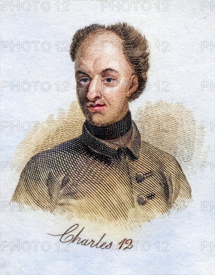 Charles XII. 1682-1718 King of Sweden from the book Crabbs Historical Dictionary from 1825,