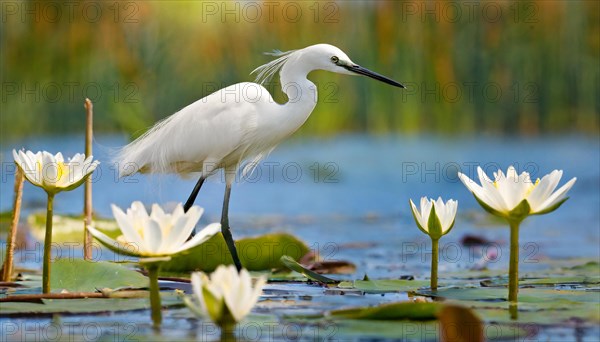 Ai generated, animal, animals, bird, birds, biotope, habitat, a, individual, swims, waters, reeds,