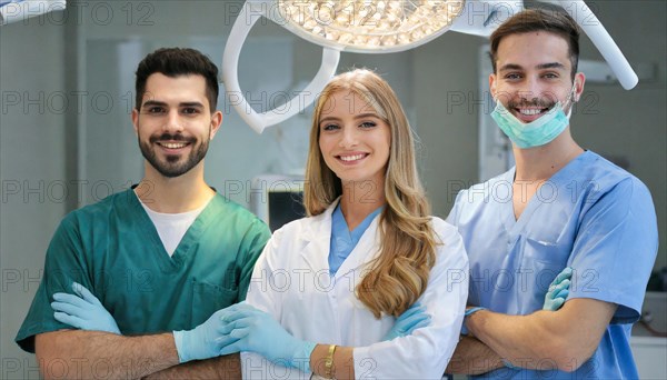 AI generated, RF, woman, woman, man, doctor, medical, medical team, team, 30, years, attractive,