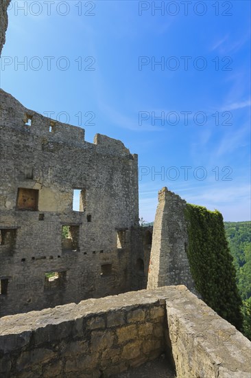 Ruin Reussenstein, ruin of a rock castle above Neidlingen, rock above the Neidlingen valley,