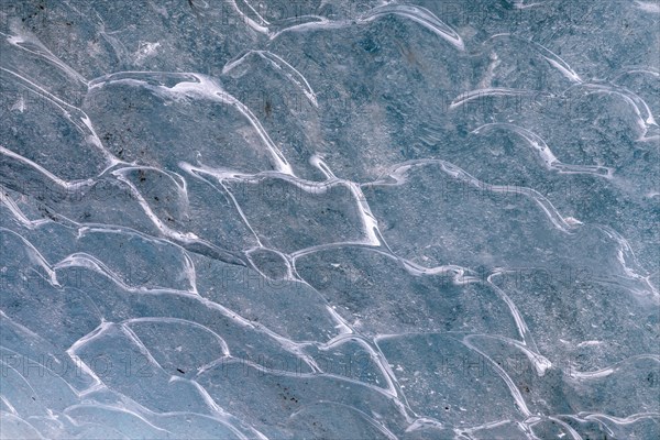 Ice structure of a glacier cave, winter, Morteratsch glacier, Pontresina, Engadin, Grisons,