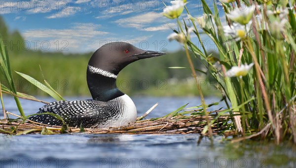 Ai generated, animal, animals, bird, birds, biotope, habitat, a, individual, swims, waters, breeds,
