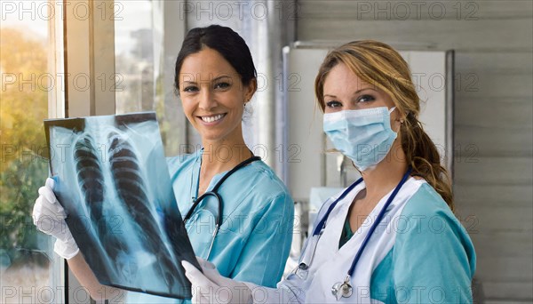 KI generated, RF, woman, woman, two, female, doctor, doctor team, team, 30+, years, attractive,