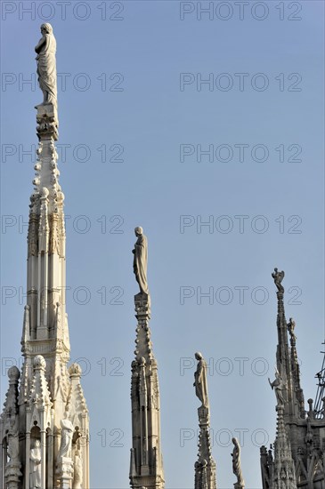 Towers, Milan Cathedral, Duomo, start of construction 1386, completion 1858, Milan, Milano,