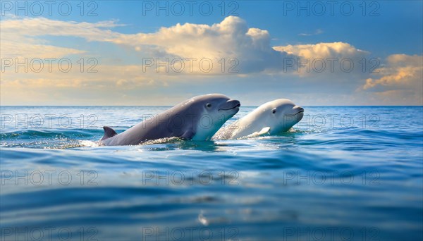 KI generated, animal, animals, mammal, mammals, biotope, habitat, two, female with young, foraging,