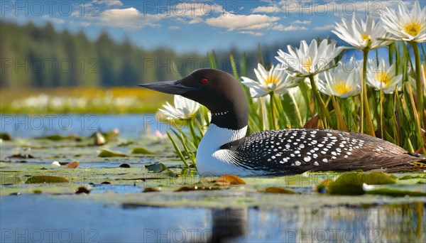 Ai generated, animal, animals, bird, birds, biotope, habitat, a, individual, swims, waters, breeds,