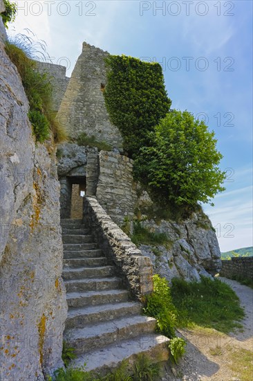 Ruin Reussenstein, ruin of a rock castle above Neidlingen, rock above the Neidlingen valley,