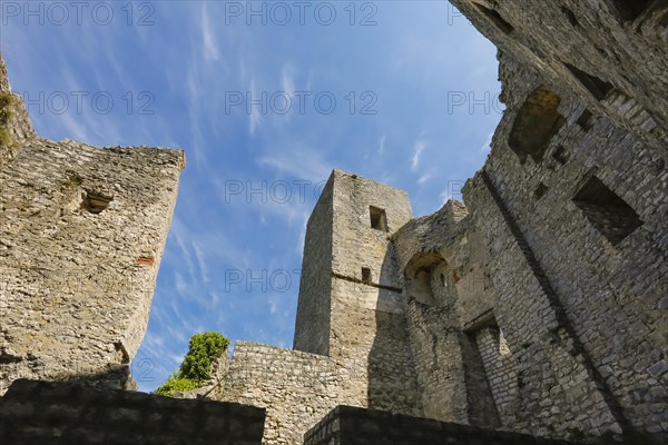 Ruin Reussenstein, ruin of a rock castle above Neidlingen, rock above the Neidlingen valley,