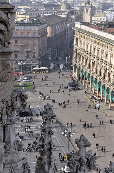 View from the roof, Milan Cathedral, Duomo, start of construction 1386, completion 1858, Milan,