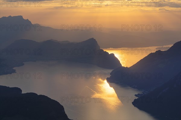 View from Fronalpstock to Lake Lucerne, Schwyz, Switzerland, Fronalpstock, Lake Lucerne, Schwyz,