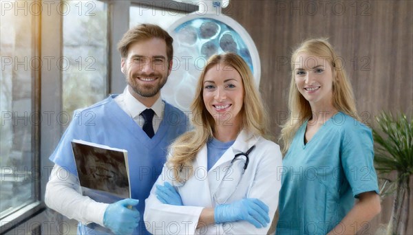 KI generated, RF, woman, woman, man, doctor, medical, medical team, team, 30+, years, attractive,