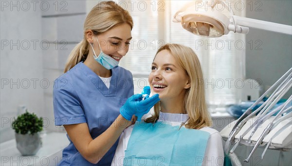 AI generated, woman, woman, dentist, dentist, 30, 35, blonde, blonde, treated, a young woman,