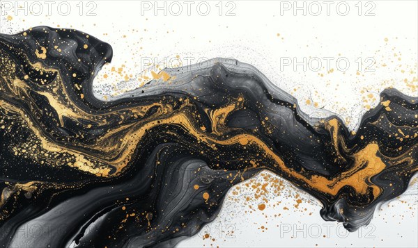 Marble abstract acrylic background. Marbling artwork texture. Agate ripple pattern. Gold powder AI