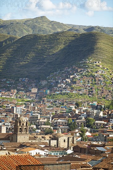City view Cusco, in front the Cathedral of Cusco or the Cathedral Basilica of the Assumption of the