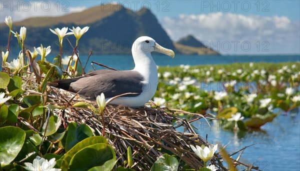 Ai generated, animal, animals, bird, birds, biotope, habitat, a, individual, swims, waters, reeds,