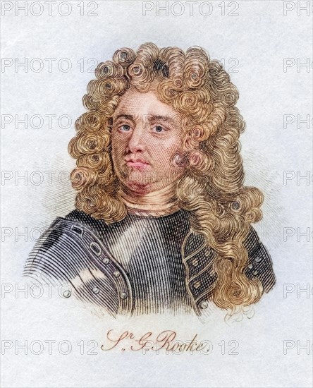 Sir George Rooke 1650, 1709, English naval commander and admiral. From the book Crabb's Historical
