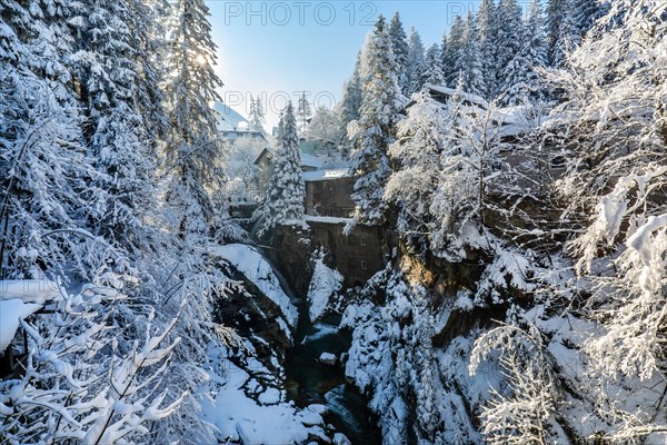 Snow-covered waterfall of the Gasteiner Ache, Bad Gastein, Gastein Valley, Hohe Tauern National