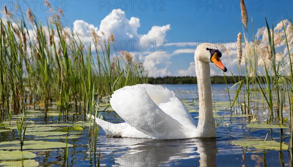 Ai generated, animal, animals, bird, birds, biotope, habitat, one, individual, swims, waters,