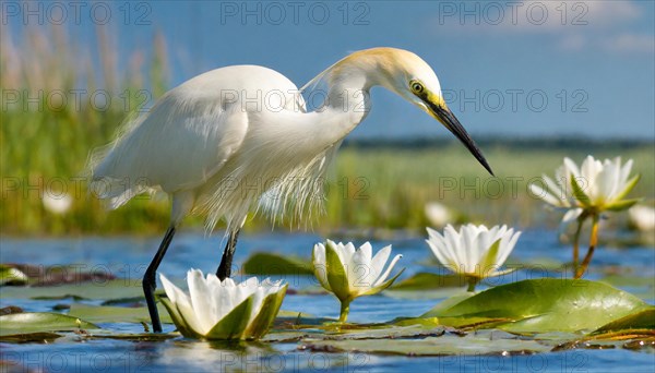 Ai generated, animal, animals, bird, birds, biotope, habitat, a, individual, swims, waters, reeds,