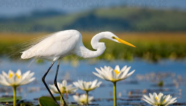 KI generated, animal, animals, bird, birds, biotope, habitat, one, individual, water, reeds, water