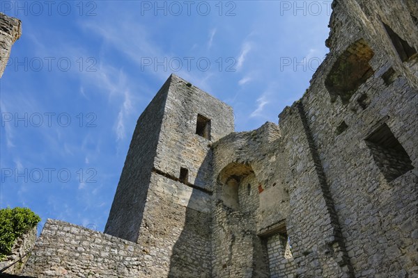 Ruin Reussenstein, ruin of a rock castle above Neidlingen, rock above the Neidlingen valley,