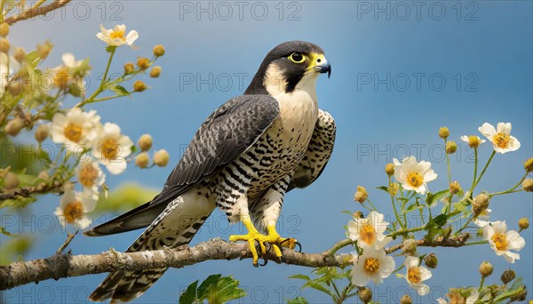 KI generated, animal, animals, bird, birds, biotope, habitat, a, individual, sits, branch, perch,